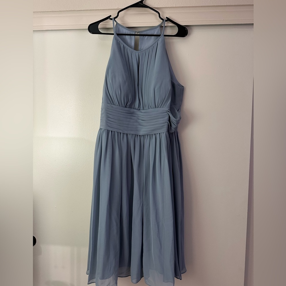 Azazie Blue Ruched Dress for Wedding